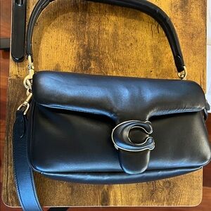 Coach C0772 Black Pillow Tabby 26 Leather Shoulder Bag with Gold Accents